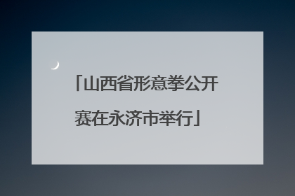 山西省形意拳公开赛在永济市举行